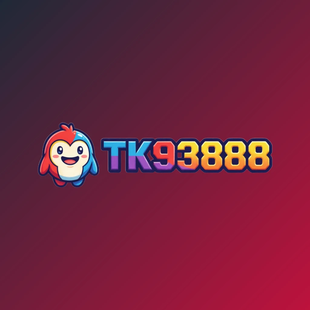Mascot-style logo for TK93888 featuring a friendly character icon with bold, colorful lettering in a gaming brand style on a transparent background, designed as a wide horizontal rectangular wordmark for a website header